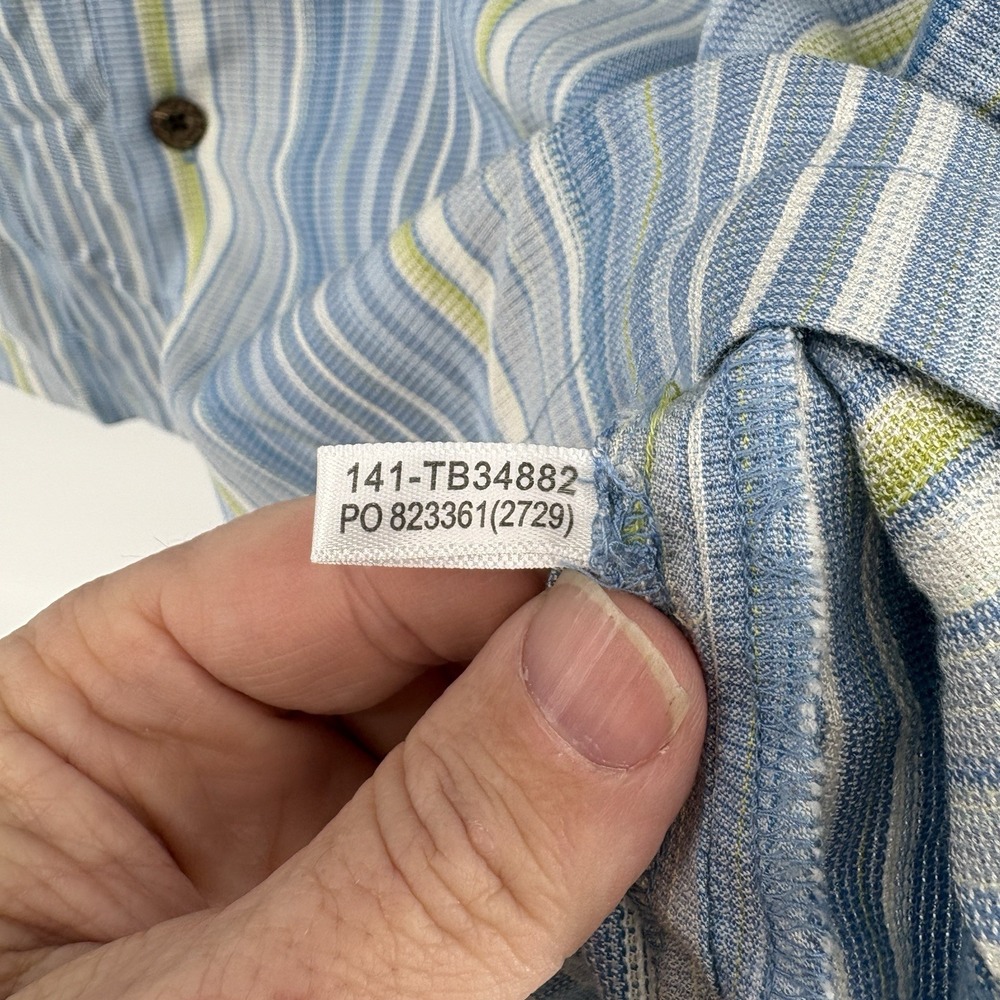 Tommy Bahama Shirt Mens XLarge Blue Yellow Striped 100% Silk Button Up Casual - Picture 7 of 12